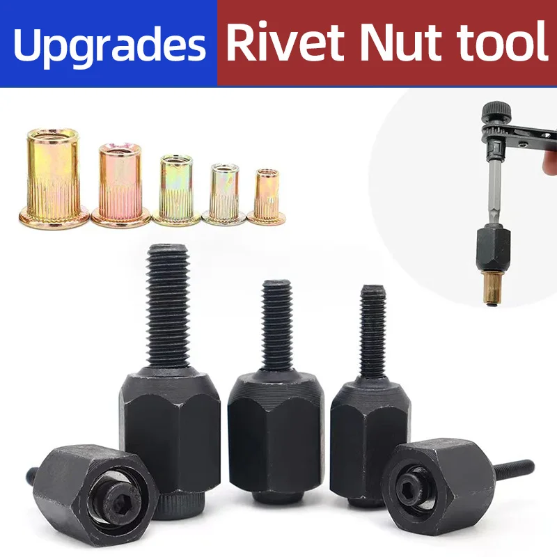 Mão Rivet Nut Cabeça Tool Grupo Adaptador de Broca Rebitador Manual Rosca Rebitador Dica m3 m4 m5 m6 m8
