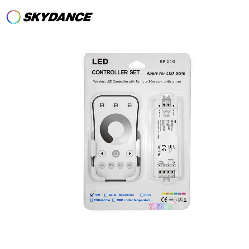 V1 Single Color LED Strip Controller set 5-36V monochrome Dimming Switch R6-1 1 Zone Wireless RF 2.4G Remote Control Dimmer Kit