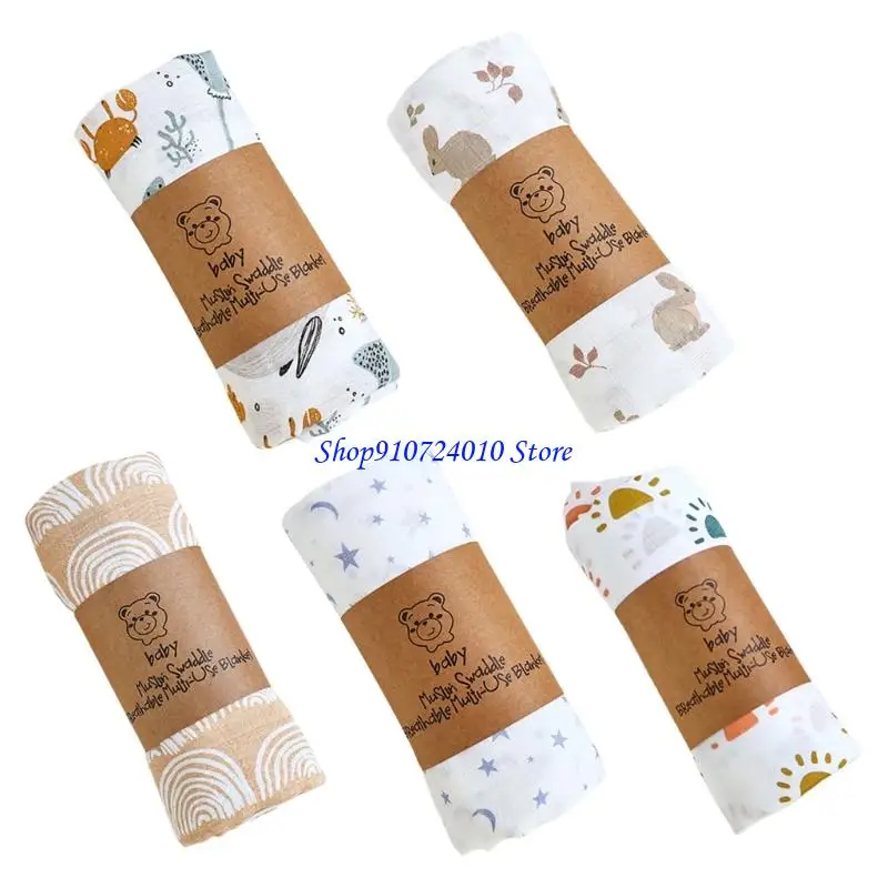 

77HD Multipurpose Baby Muslin Wrap Blanket Lightweight Bedding for Boys Girls Nursery