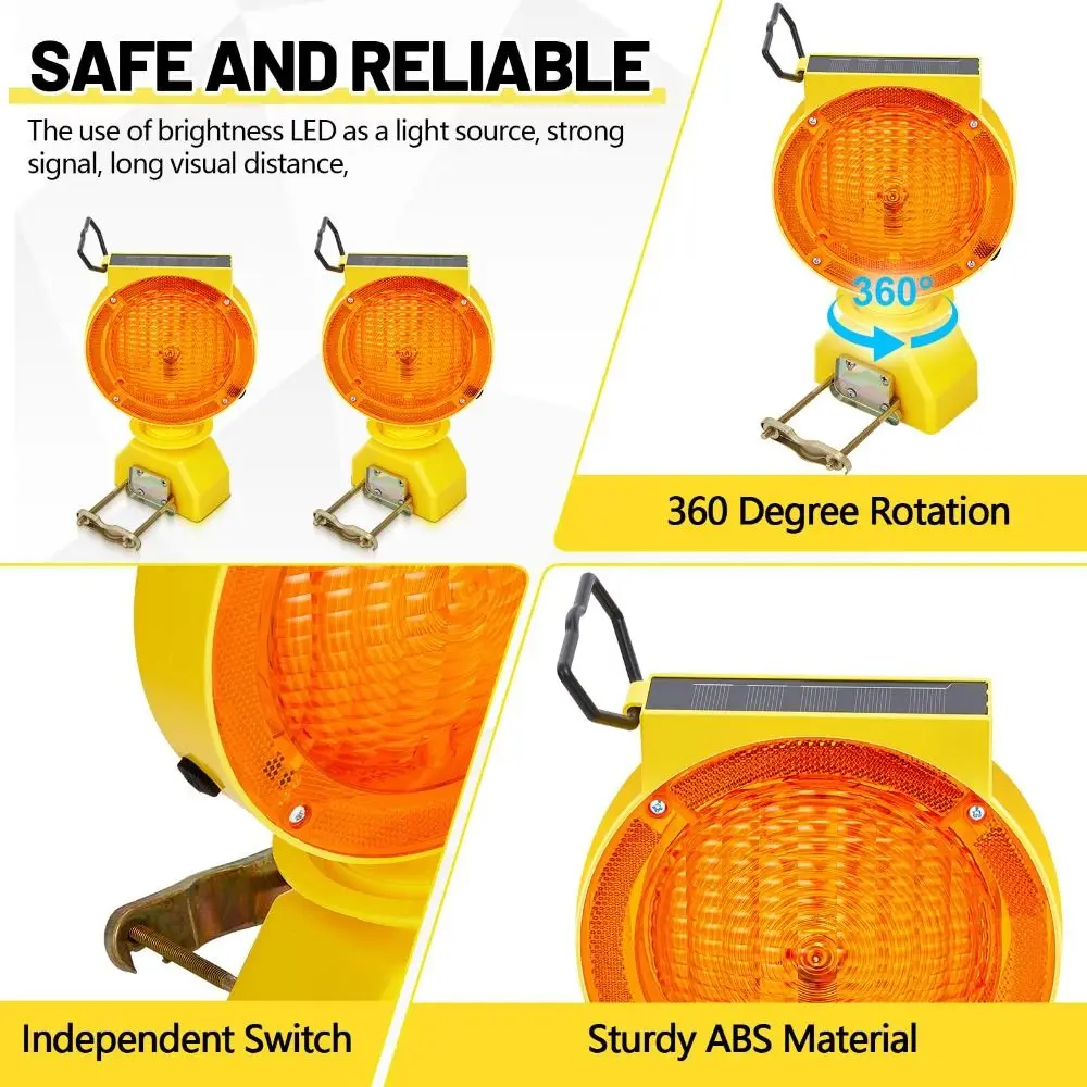 Luci di Segnalazione Industriali a Energia Solare, LED ad Alta Luminosità, Luce Stroboscopica a LED a Risparmio Energetico per Cantieri, Controllo Luminosità