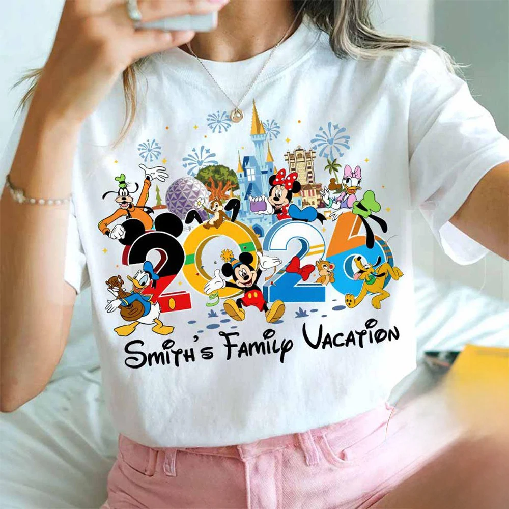 

Y2K женская модная повседневная футболка с короткими рукавами и рисунком Диснея 2026, новогодняя футболка с круглым вырезом, удобный хлопковый свитшот большого размера