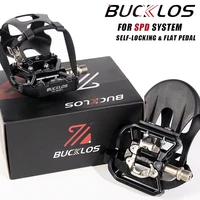 BUCKLOS pedales de bicicleta de doble función, plataforma de Pedal de bicicleta de carretera MTB, antideslizante, plataforma de Pedal de aleación de aluminio para pieza de bicicleta SPD