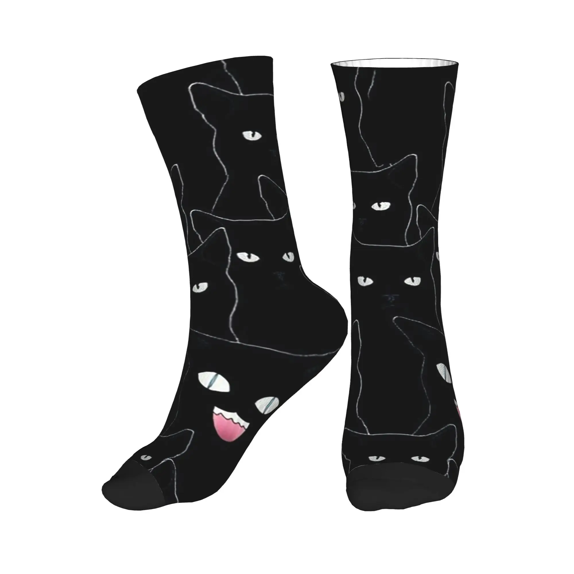 

All Seasons Colorful Cat Silhouettes Cartoon Black Cats Sport Middle Tube Socks Crew Socks Fashion Stockings for Men Women