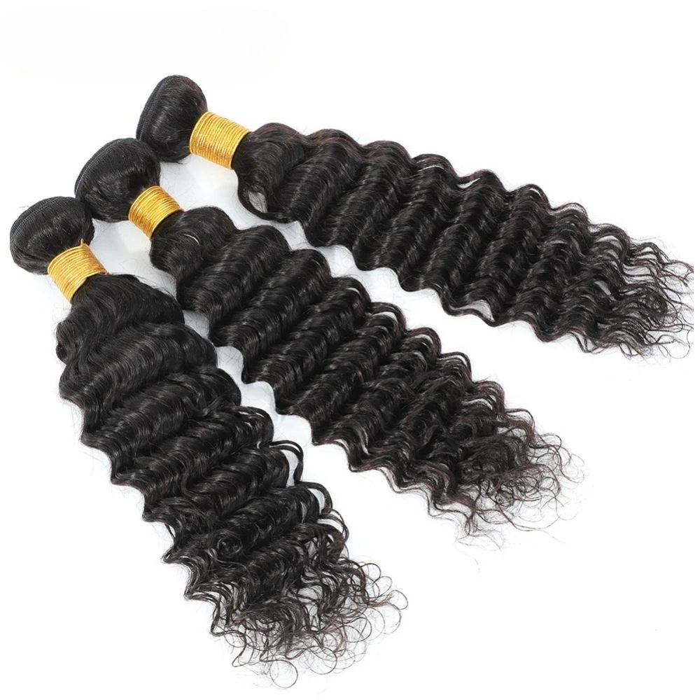 Tiefwelliges Echthaar-Bündel/1 Stück, natürliche Farbe, doppelt gewebte Haarverlängerungen für Frauen, anfängerfreundlich, natürlicher, schützender Stil ﻿ – Detail 2