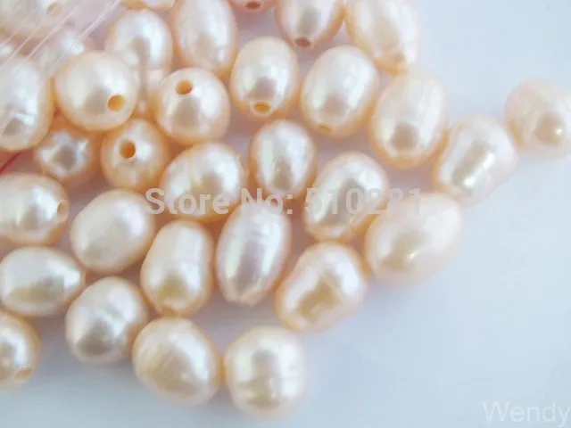 

9-10MM 1000pcs High Quality Natural Pink Rice Pearl, Loose Freshwater Pearl With 2mm Hole