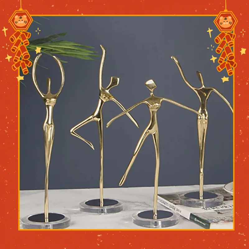 Bronze Ballet Girl Ornament, Modern Light Luxury Creative Character Handicraft Gift