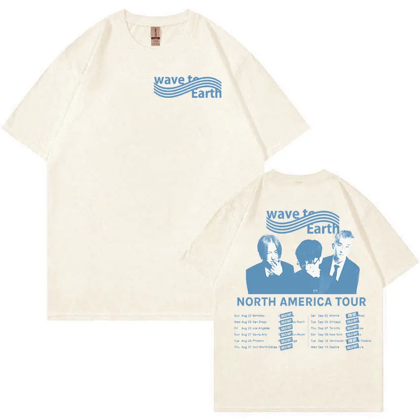 Coreano Band Wave To Earth Tour 2024 T-Shirt uomo Hip Hop Retro Fashion Cotton T-Shirt Unisex Casual oversize Streetwear