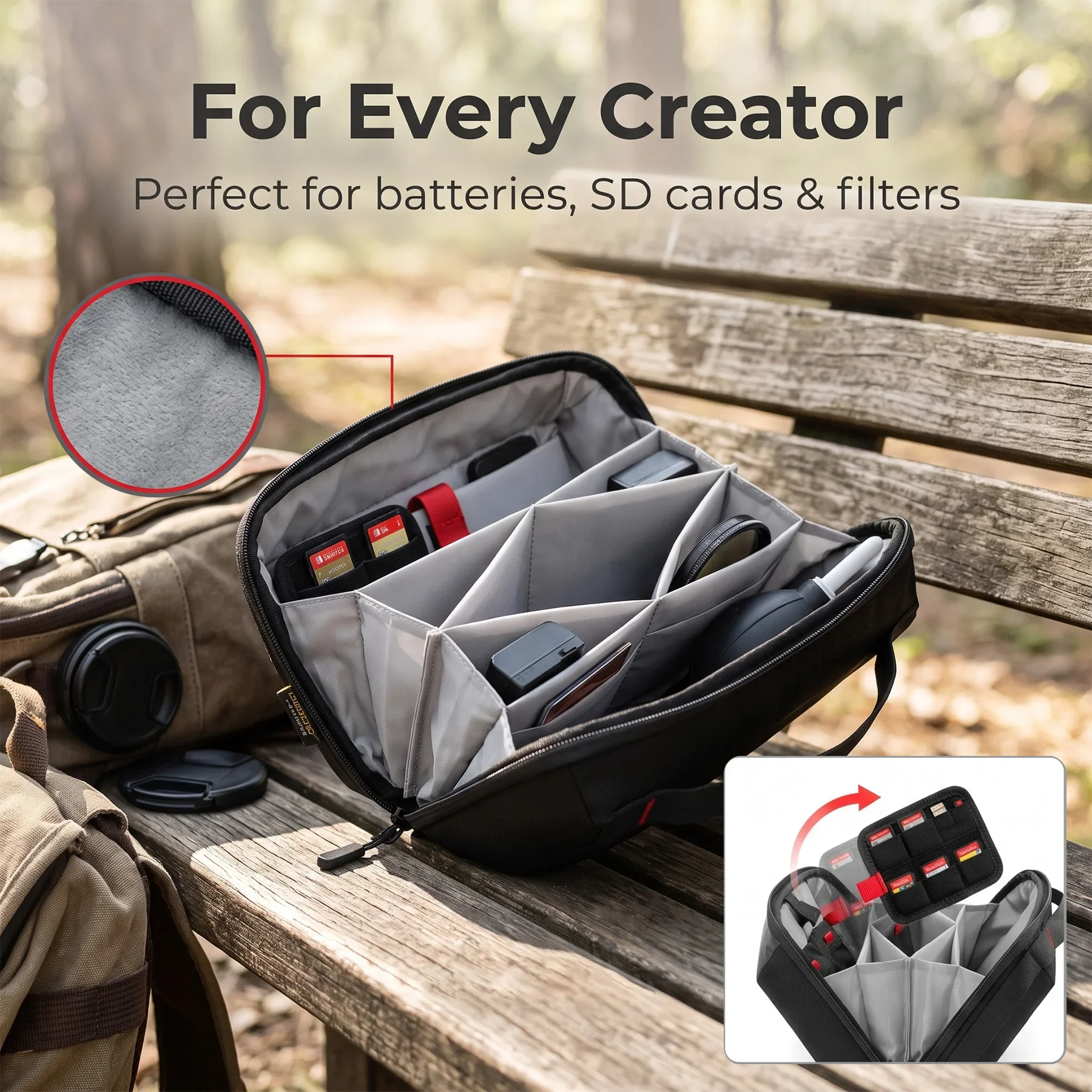Travel Tech Organizer Pouch, Water Resistant Multi-Compartment Electronic Accessories Case for Cables Chargers Power Bank - view 6