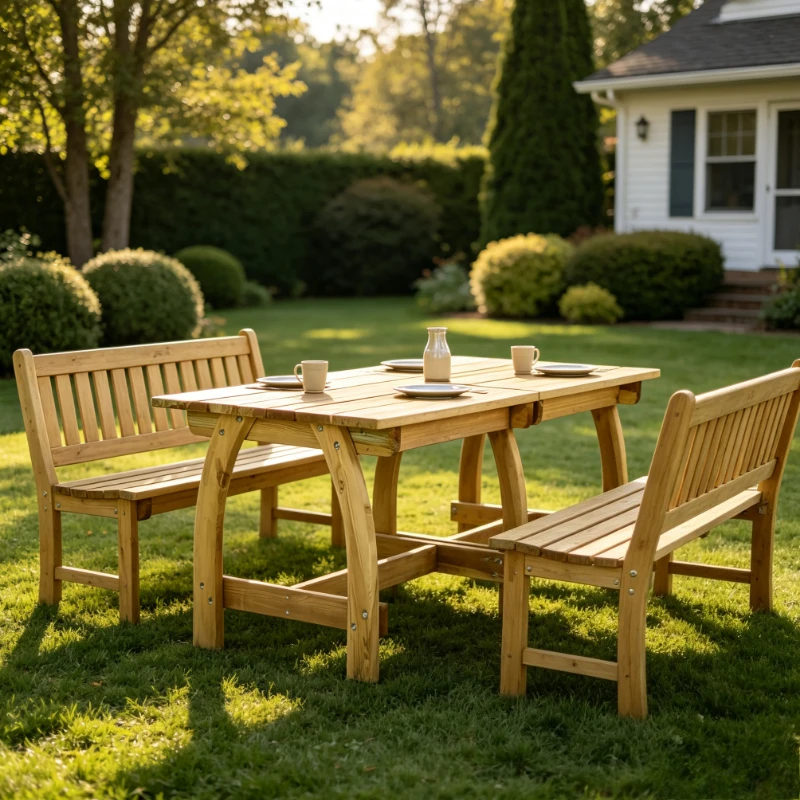 Grande table de jardin, 220×74×75 cm, structure en pin imprégné, cadre durable et stable, plateau lisse, style rustique et simple, mobilier d'extérieur robuste pour patio, jardin, terrasse, dîners en famille et détente quotidienne.