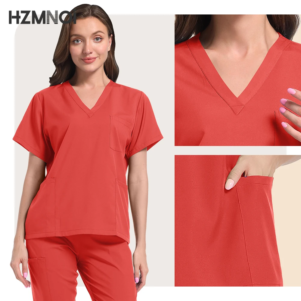 New Hospital Medical Uniform Scrub Set Doctor Nurse Women Surgical Suit Dental Clinic Beauty Salon Pet Shop Workwear Accessories