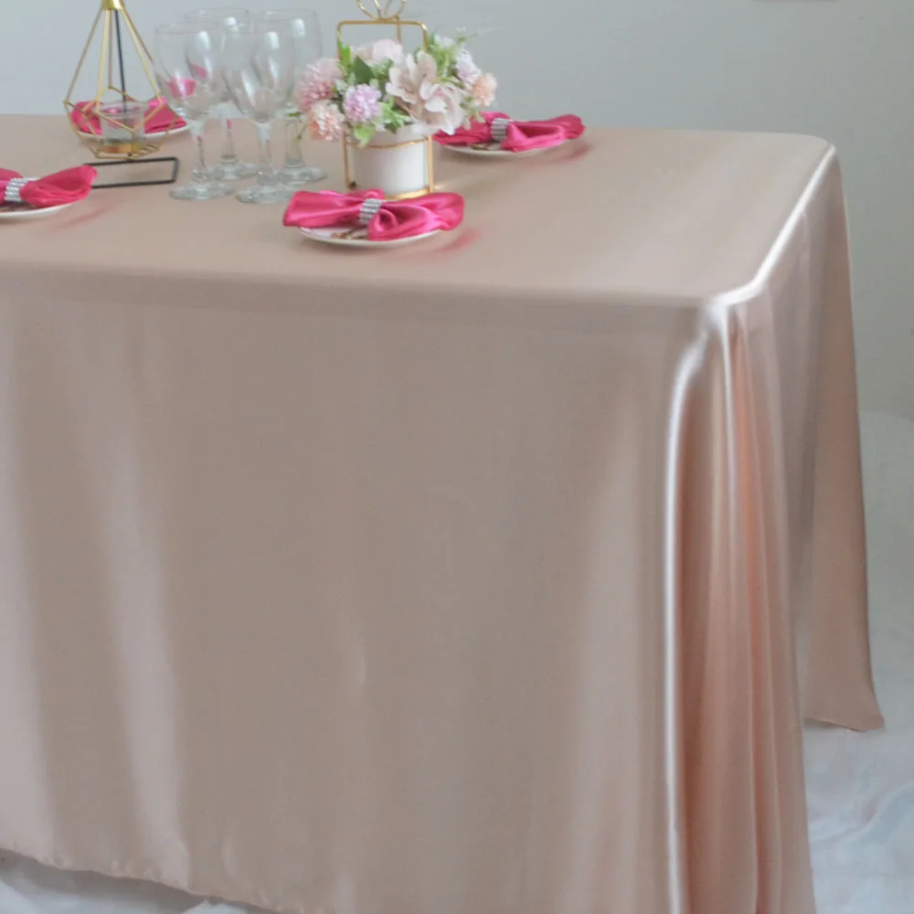 Reusable Satin Tablecloth Wedding Mariage Party Decoration Polyester Picnic Countryard Birthday Christmas Table Cloth White/Blue