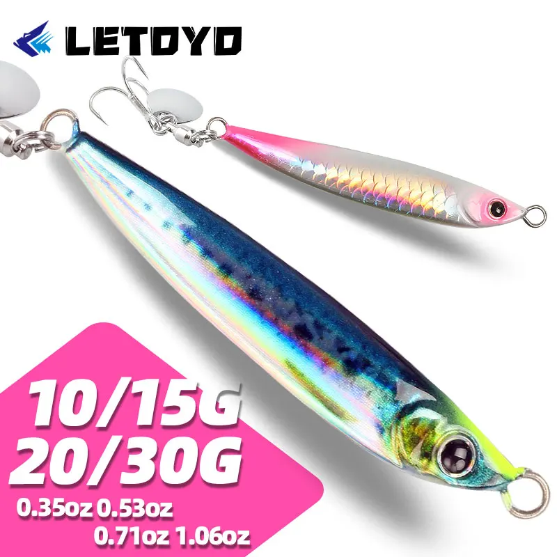 LETOYO 10-30g Tail Spinner Metal Jig With Hook Long Casting Lure Artificial Hard Bait Offshore Sea Bass Pike Perch Fishing Lure
