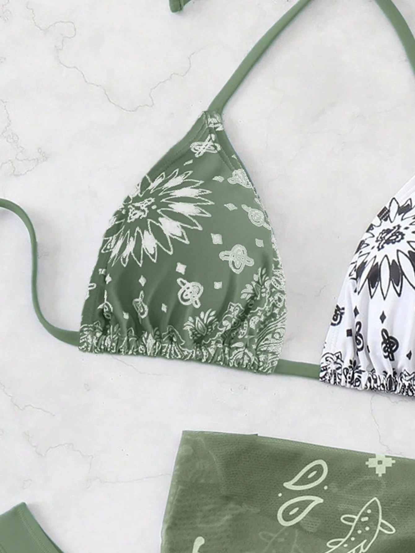 

Women Summer Beach Bikini Set With Scarf Cover Up