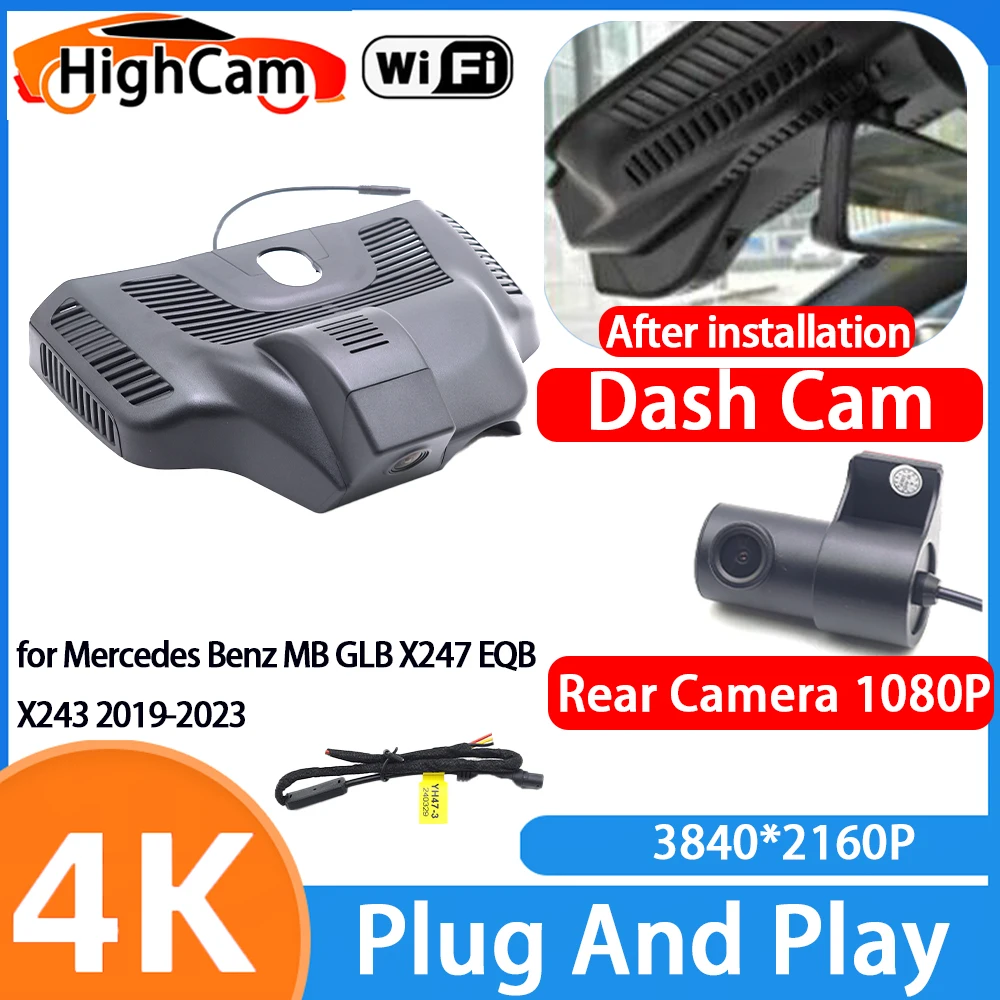 HighCam for Mercedes Benz MB GLB X247 EQB X243 2019-2023 4K Wifi 2160P OEM Car DVR Video Recorder Dash Cam Front Rear Camera