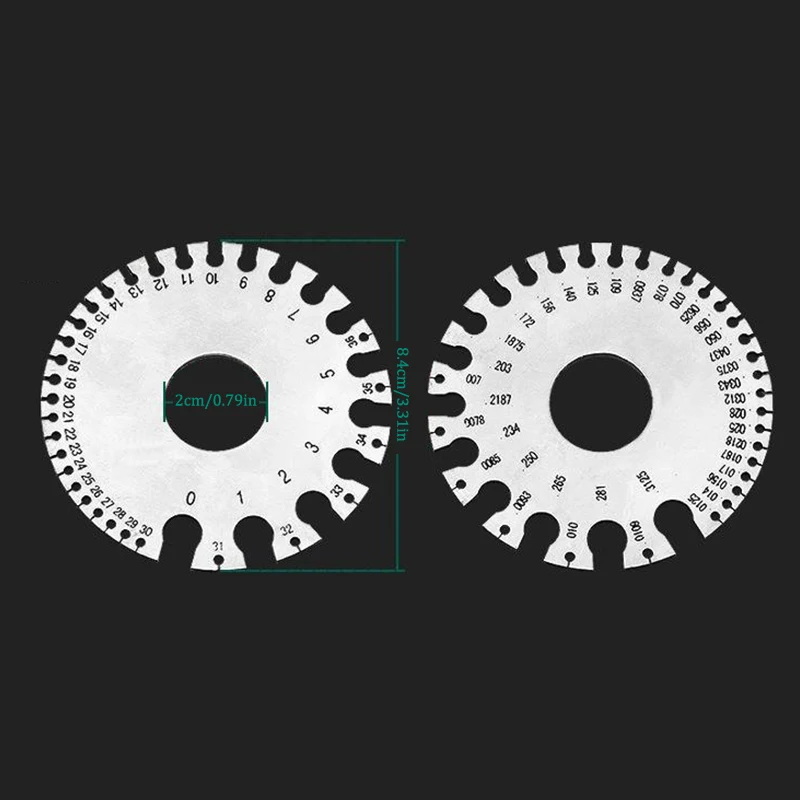 1 قطعة 0-36 جولة AWG SWG سلك قياس سمك حاكم قياس القطر الفولاذ المقاوم للصدأ أداة قياس