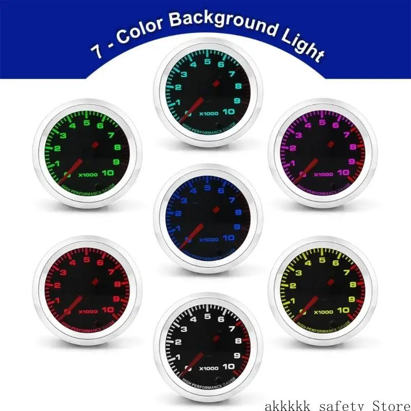 XXFF 0 ‑ 10000 دورة في الدقيقة مقياس سرعة الدوران 52 مم LED الخلفية لـ 4 6 8 اسطوانات مؤشر سيارة الغاز مقياس سرعة الدوران