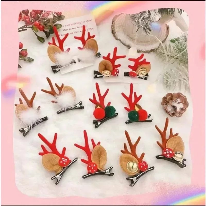 Deer Antlers Christmas Hair Clip Accessories Headwear Elk Ears Deer Hair Accessories Children's and Women's Cute Pair Clip