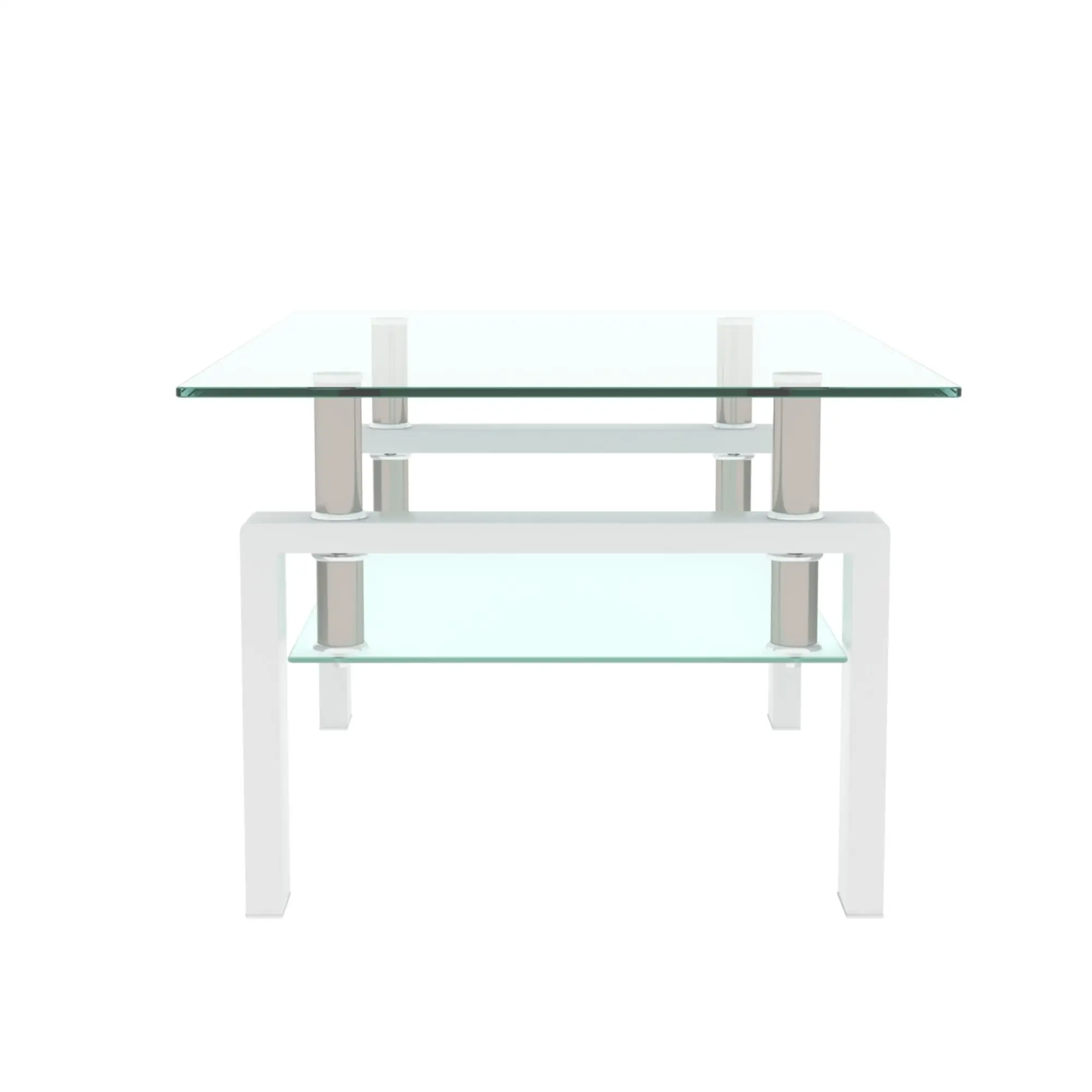 Modern White Clear Coffee Table, Stylish Center Table for living Room Furniture