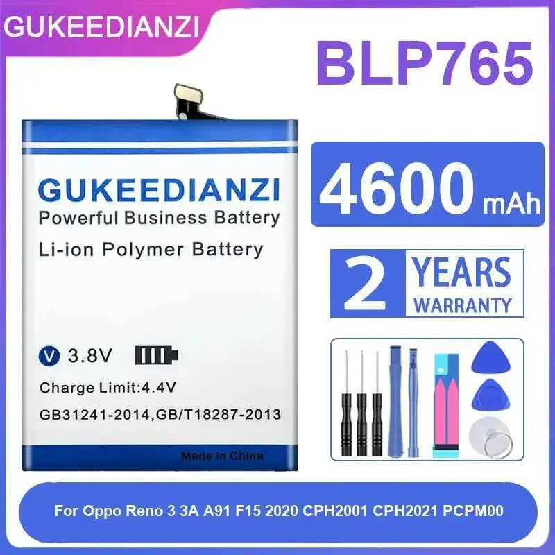 

BLP765 безопасный аккумулятор для мобильного телефона емкостью 4600 мАч, экологически чистый для Oppo Reno 3 3A A91 F15 2020 CPH2001 CPH2021 PCPM00