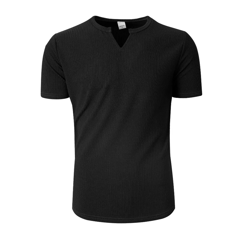 

Summer New Men's Outdoor Sports V-neck T-shirt, Daily Light Mature Casual Solid Color Short Sleeved Street Photography T-shirt