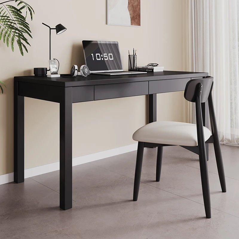 Modern Simple Luxury Retro Black Computer Desk All Solid Wood Home Study Writing Desk For Bedroom Dining Table Use