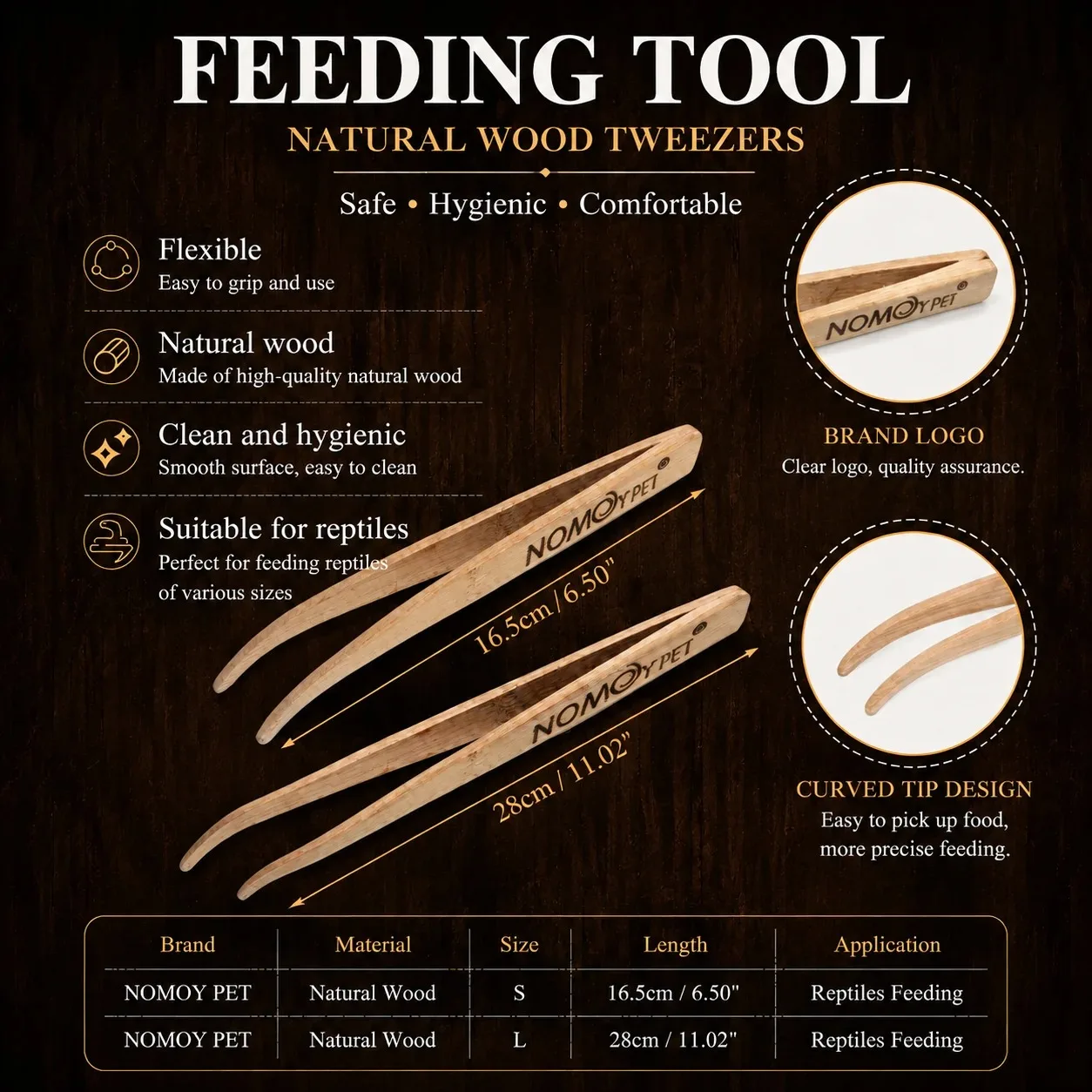 16.8/28cm Reptile Bamboo Feeding Tweezers Smooth Round Tip Feeding Tongs for Leopard Gecko Lizard Snake Amphibians Terrarium - view 2