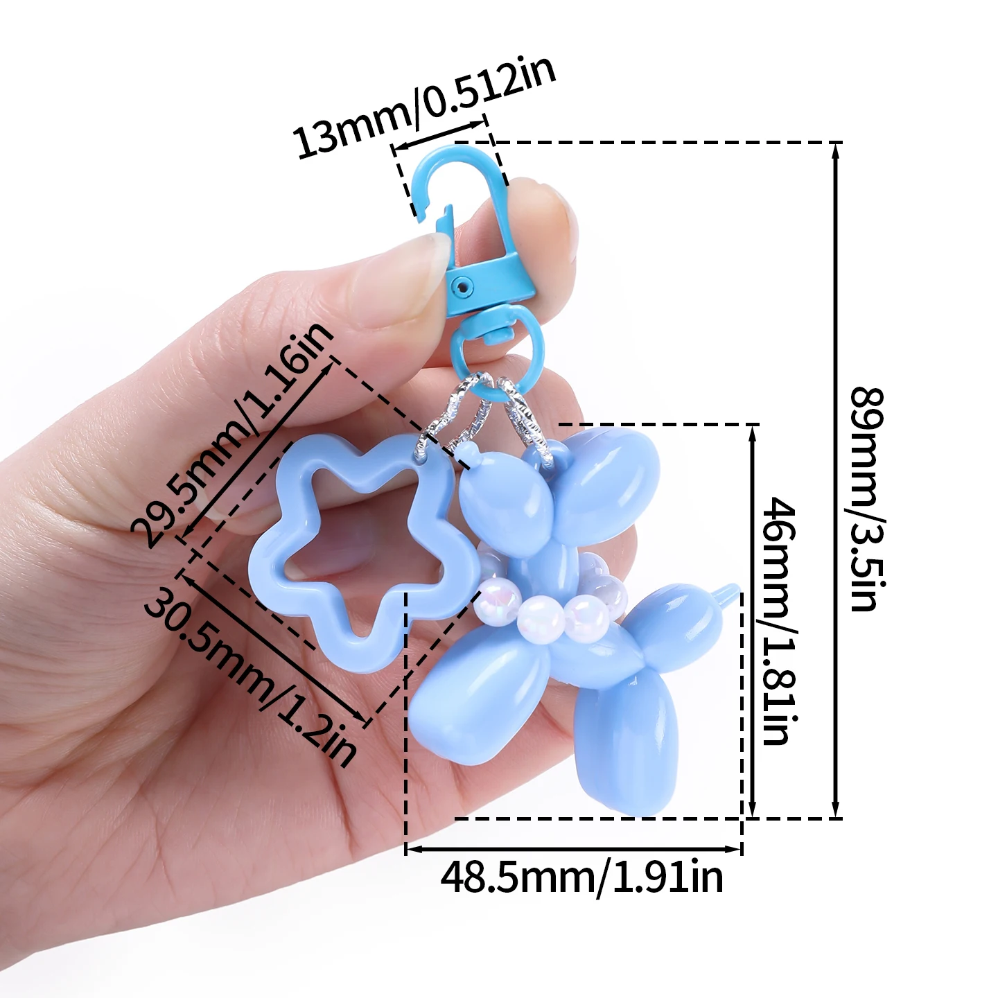1pc Jelly Balloon Dog With Pearl Keychain Cute Bag Charm Hollow Pentagram Keyring Accessory for Car Purse Backpack Girls Gift - view 2