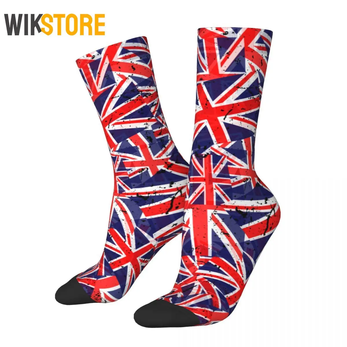 Funny Retro Union Jack Flag UK Flag British Flag Football Socks Fashion Long Socks for Women Men Breathable Crazy Sock