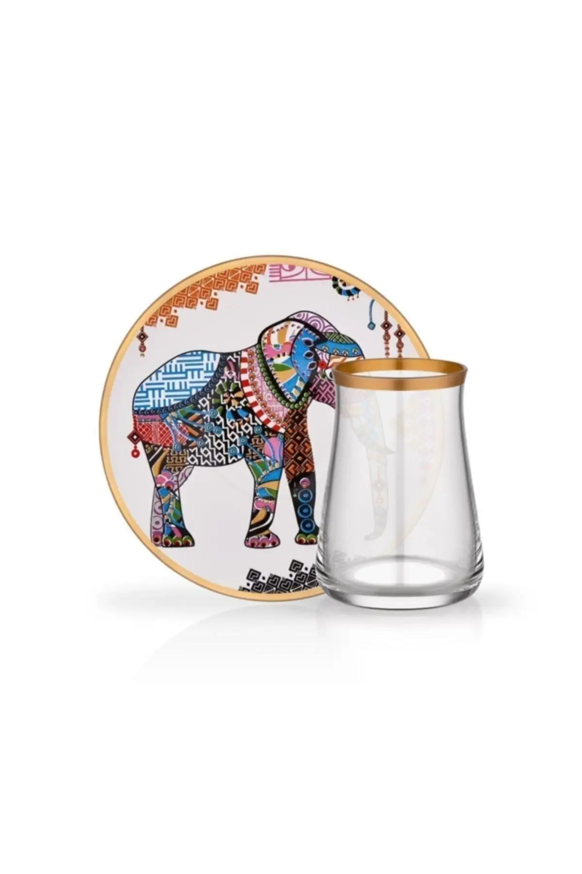 

DOLBOVI Tarabya Elephant 6'lı Tea Set Turkish Tea Glass Cup