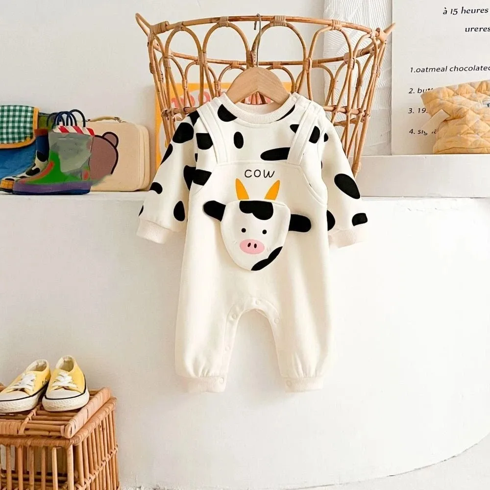 Cute Long Pants Cow Baby Romper Infant Cotton Newborn Jumpsuit Casual Outfit Soft False Two-pieces Jumpsuit Toddle
