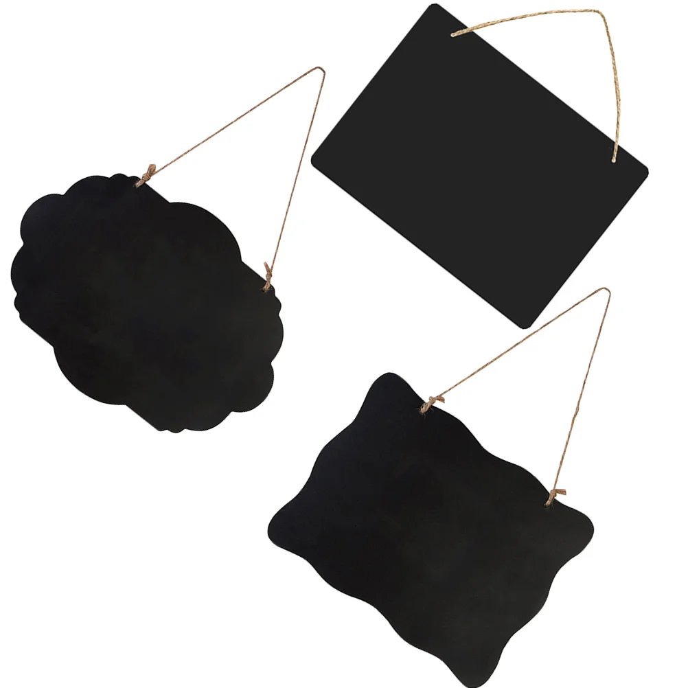 3 Pcs Pendant Wooden Crafts Welcome House Number Board Listing Creative Double-Sided Blackboard Message