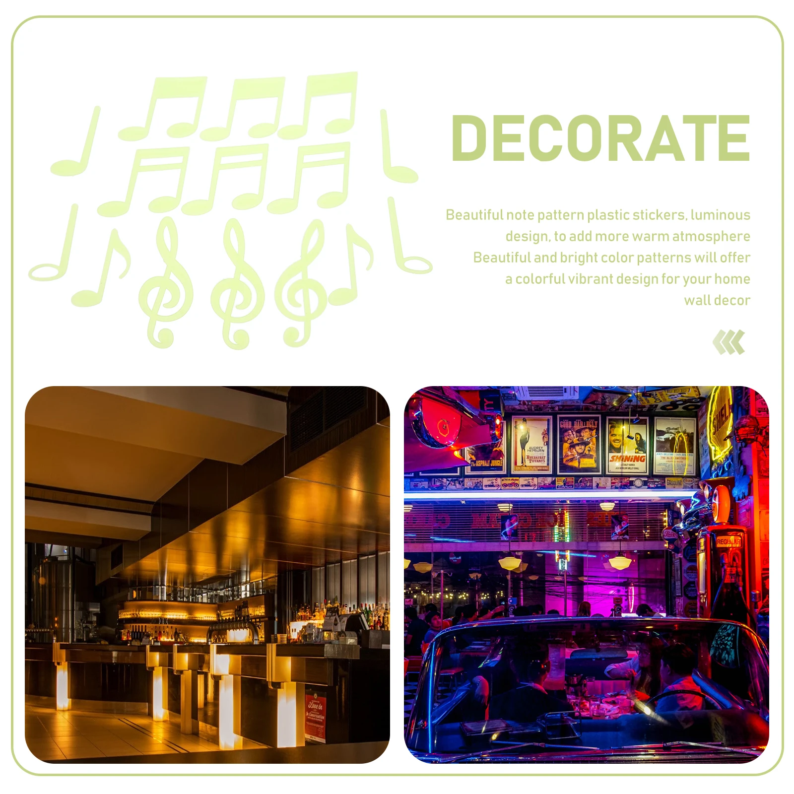 

Music Wall Sticker Stickers Fluorescent Art Children's Room Musical Notes Ons Decor Plastic