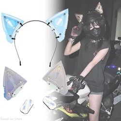 Simpatiche orecchie di gatto Cyberpunk Cerchietto per capelli Cosplay Adesivi per casco da motociclista unisex Copricapo Puntelli per copricapo di Halloween