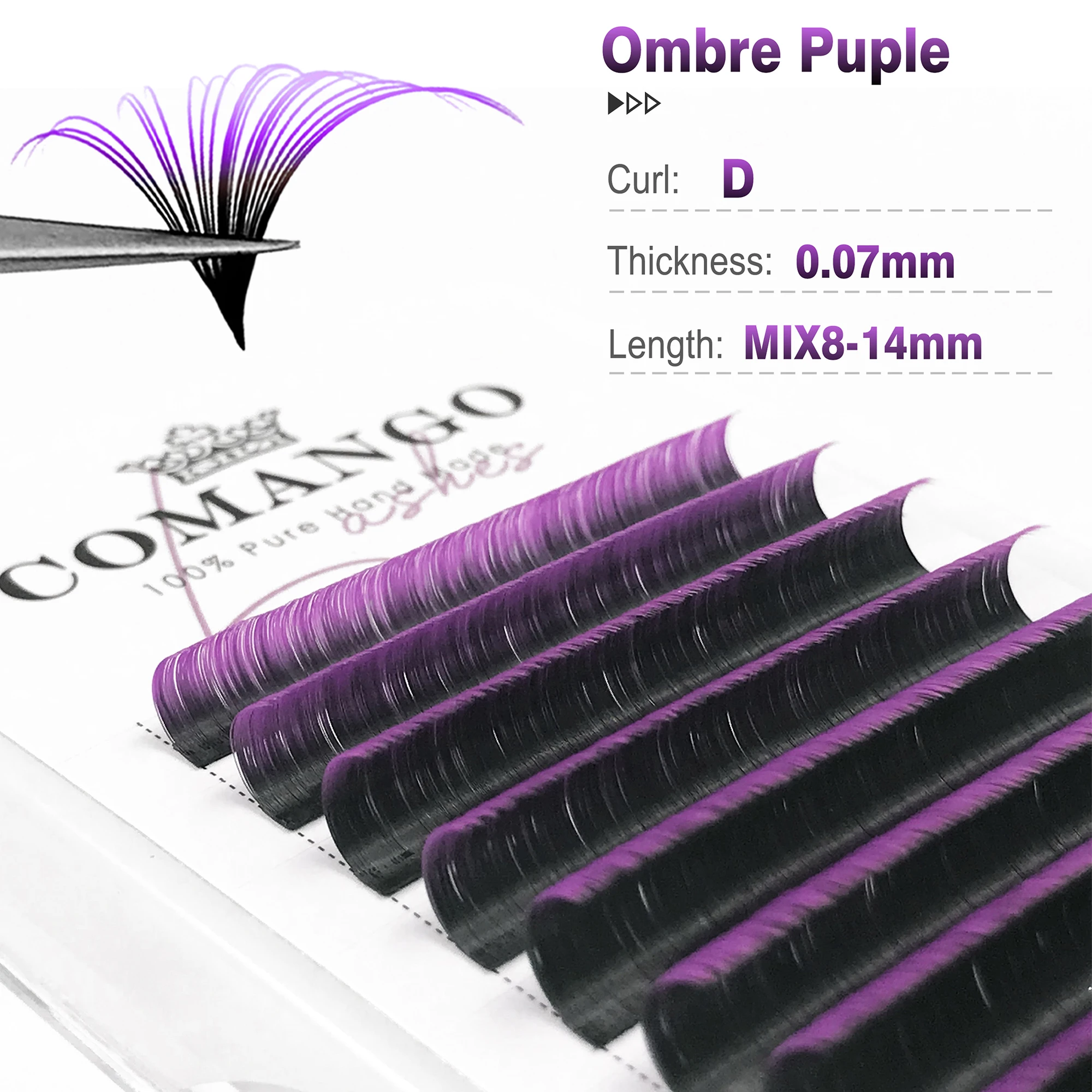 CoMango สี Lashes Extension Ombre Easy พัดลม Volume Lashes C/D Curl Volume Eyelashes Extension Faux Mink Blooming Lashes