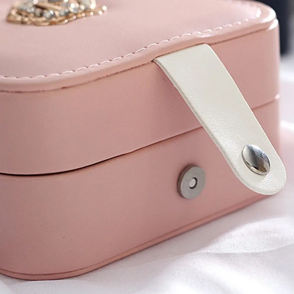 

PU Jewelry Storage Box Pink Dustproof Trinkets Storage Organizer Simple Moisture-proof Portable Jewelry Organizer