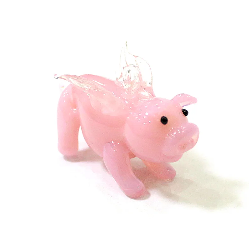 Lovely Pink Pig Charm Glass Pendant Mini Animal Figurine Ornaments For Home Garden Decor Supplies DIY Jewelry Making Accessories