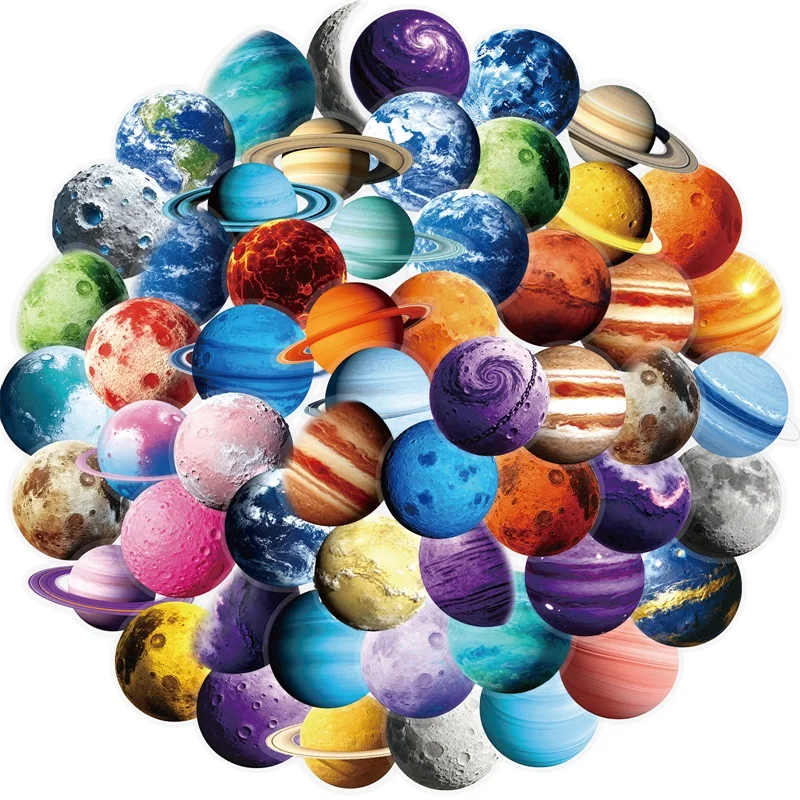 

56PCS Kawaii Colored Planet PET Sticker Aesthetic Transparent DIY Phone Laptop Luggage Skateboard Graffiti Decals