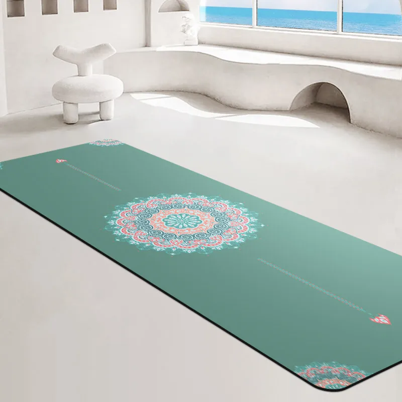 Lezyan 5mm Natural Rubber PU Yoga Mat Sweat Absorption Anti-Slip Sports Fitness Dance Gymnastics Exercise Meditation Gym Workout