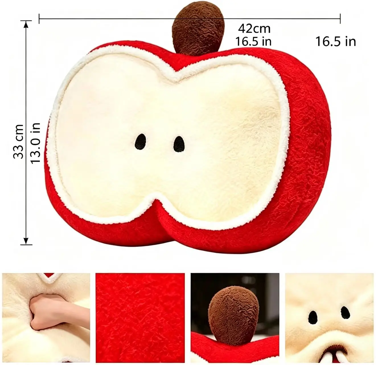 Soft Fluffy Apple Slice Design Plush Cushion, Decorative Throw Pillow, Great for Living Room, Bedroom, Dorm Decor, Daily Rest an