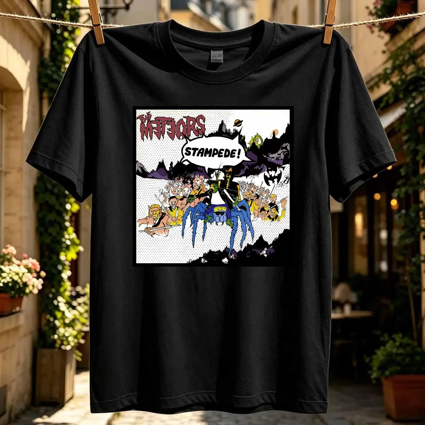 washed T Shirt Deadstock Meteors Stampede Psychobilly vintage Washed homme graphic Soft Top For Everyday Wear designer clothes
