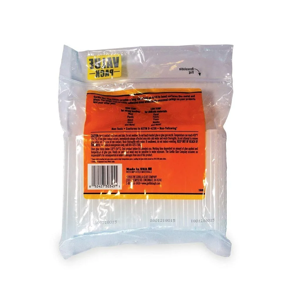 Stick di colla a caldo trasparente, diametro 4" lungo x 0,43", confezione da 45 pezzi - Sicuro per tutte le temperature con un tempo di lavoro prolungato