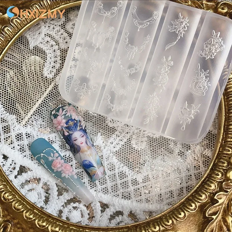 Clear Silicone Nail Flower Chains Carving Bow Mold Nail Decorations Nails DIY Design Stereoscopic Stamping Plate Manicure Tools