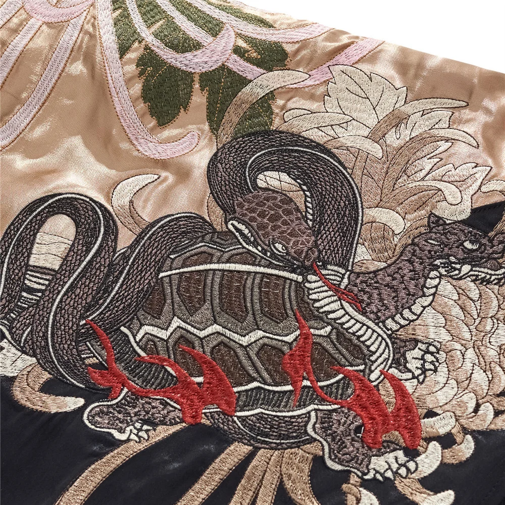 Men's Japanese Style Jacket 2025 Dragon Turtle Embroidery Bomber Coat Streetwear Vintage Sukajan Baseball Jacket Urban Fashion - view 4