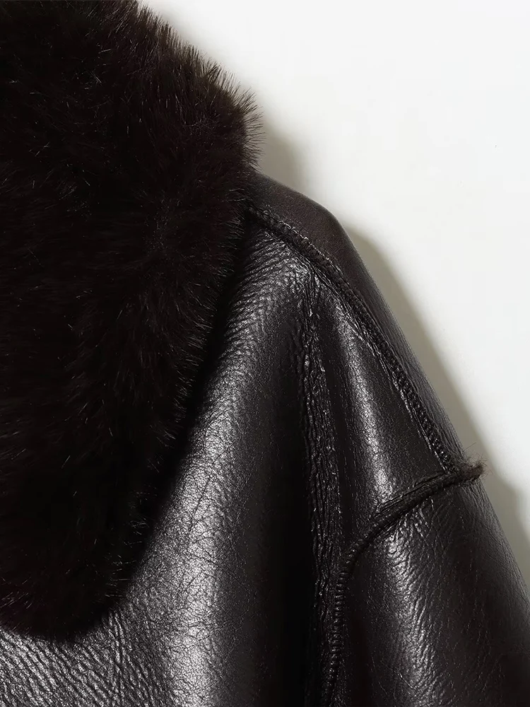 유럽 및 미국 스타일 2025 겨울 신상 여성 의류 루즈핏 다용도 양면 인조 가죽 재킷