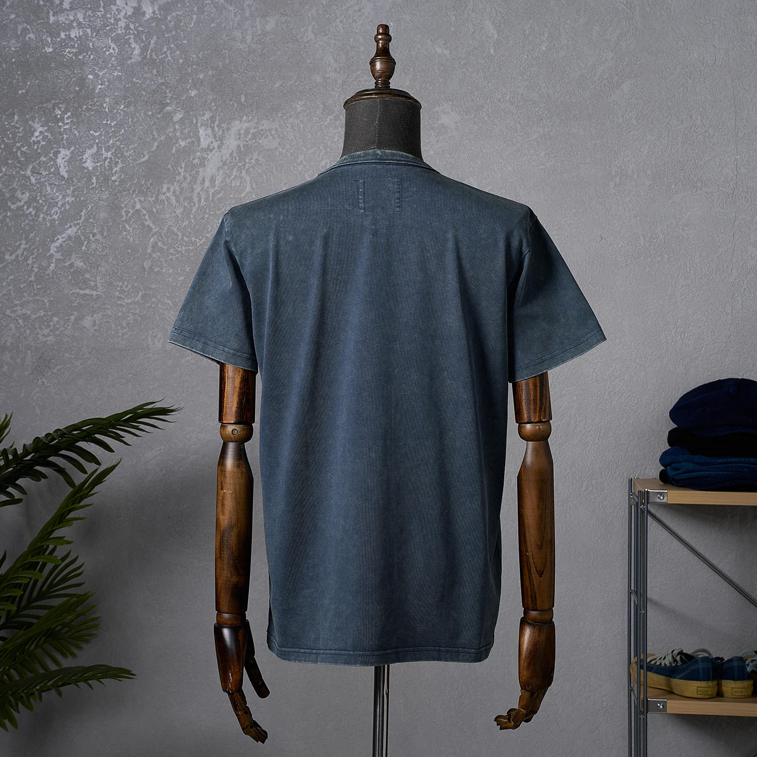Akkad Kuti Men's Heavyweight Pure Cotton Short Sleeved T-shirt American Retro Solid Color High-end