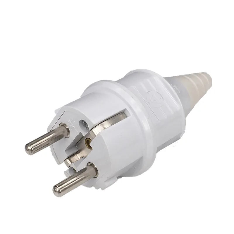 Zwart CE AC 250 V 16A EU Duitsland Waterdichte Schuko Stekker 2 p Elektrische Kabel Connector Bedrade Adapter Converter E-012