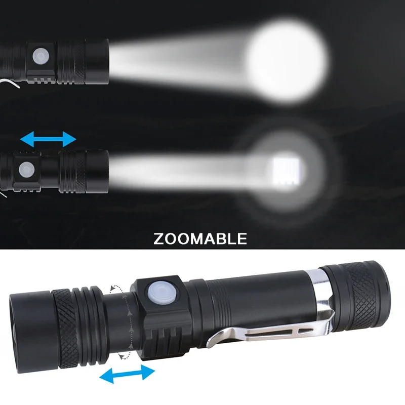 Ultra Bright Led Flashlight Usb Rechargeable Led Torch T6 Lanterna Light Use18650 Battery.for Cycling Outdoors