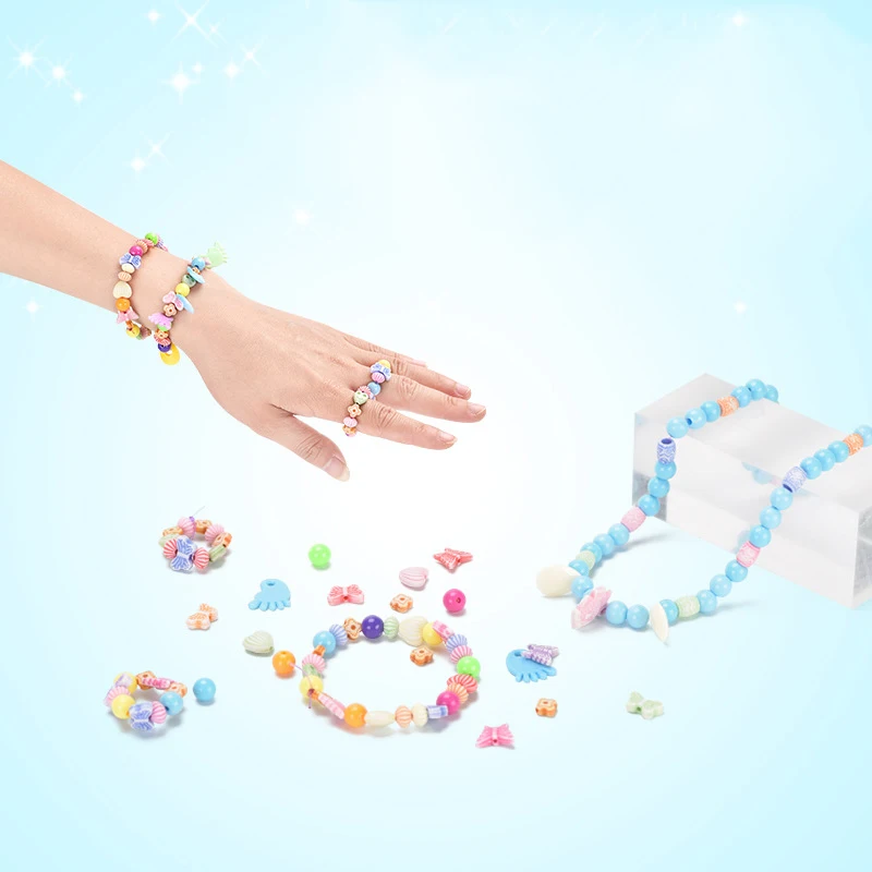 Girls DIY Beaded Bracelets Creative Colourful Beads For Jewelry Making Diy Bracelet Necklace Children's Play House Toys