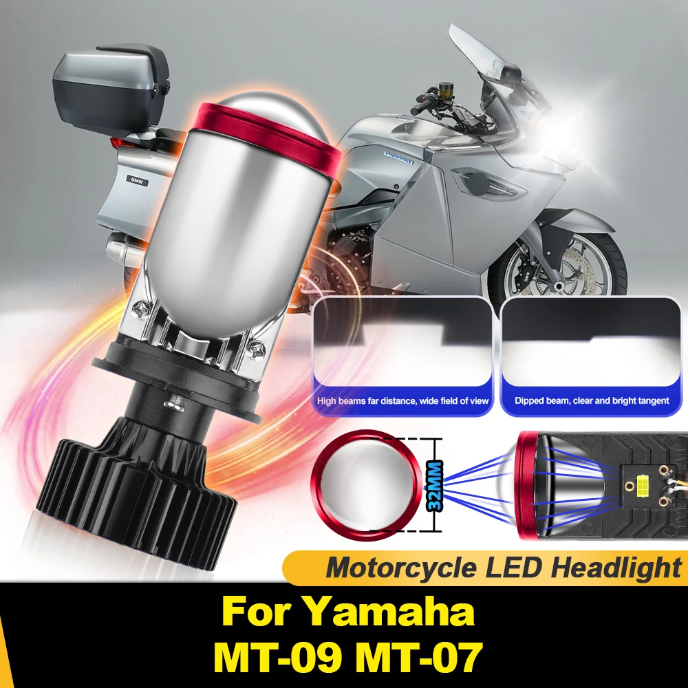 

100W H4 Motorcycle CANBUS LED Projector Lens Light 6000K White Moto Lamp 30000LM CSP Chip Moto Light 12V For Yamaha MT-09 MT-07
