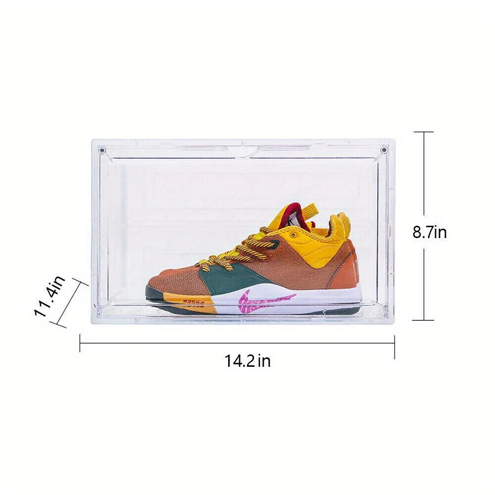 Magnetic shoe storage box Side open sports shoe box stackable container 14 inches